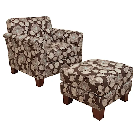 Contemporary Styled Accent Chair and Ottoman Set with Welt Cord Trim